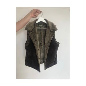 Eddie Bauer Leather and Faux Fur Vest